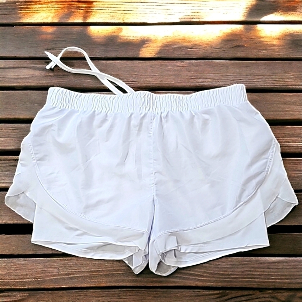 Reebok White Two and One Running Shorts